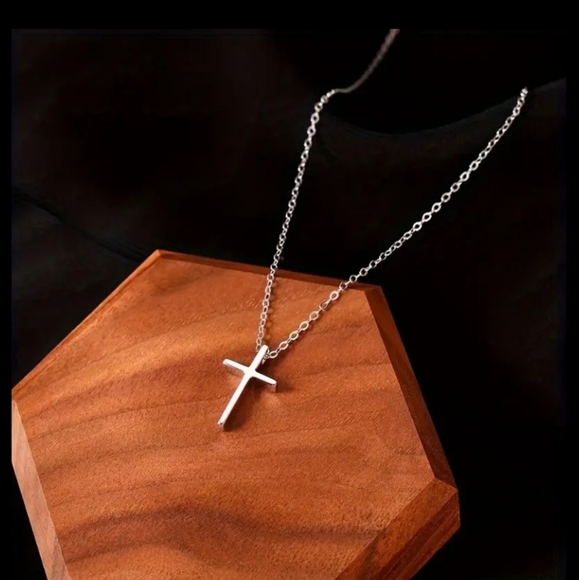Silver Cross Pendant Necklace - Picture 3 of 3